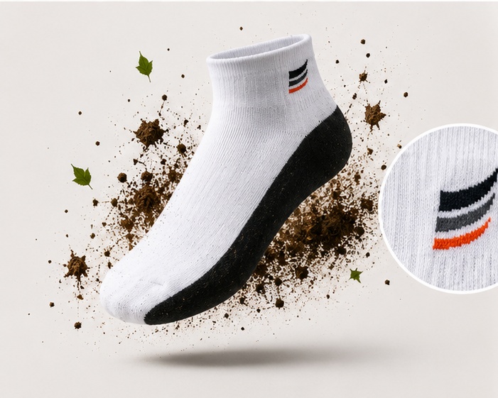OppoSox product surrounded by mud and leaves
