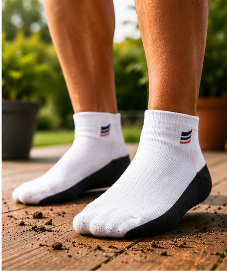 OppoSox worn on an outdoor patio